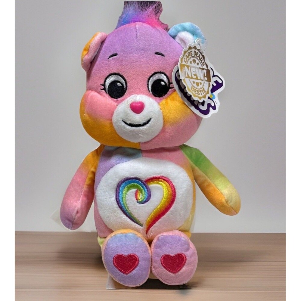 Togetherness Bear Care Bears 9” Bean Stuffed Animal Rainbow Swirl Model 22175
